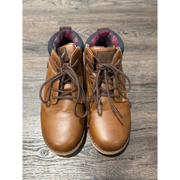 Falls Creek Boys Brown Lace-Up Ankle Boots Size 1 – Casual Everyday Shoes - Picture 2 of 10